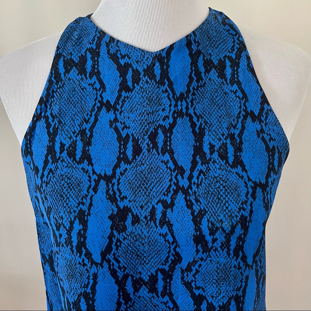 A.L.C. Blue Anise Snakeskin-print Python Tank Top Size: 4 - Picture 4 of 11